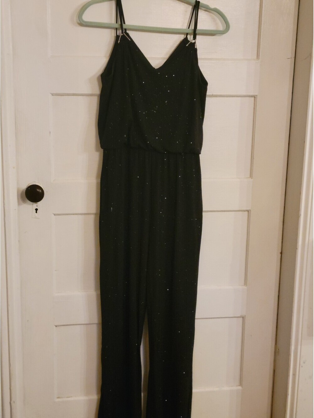 Enfocus Studio Women's Black Sparlkly Sleeveless Jumpsuit Size 6 Defined Waist